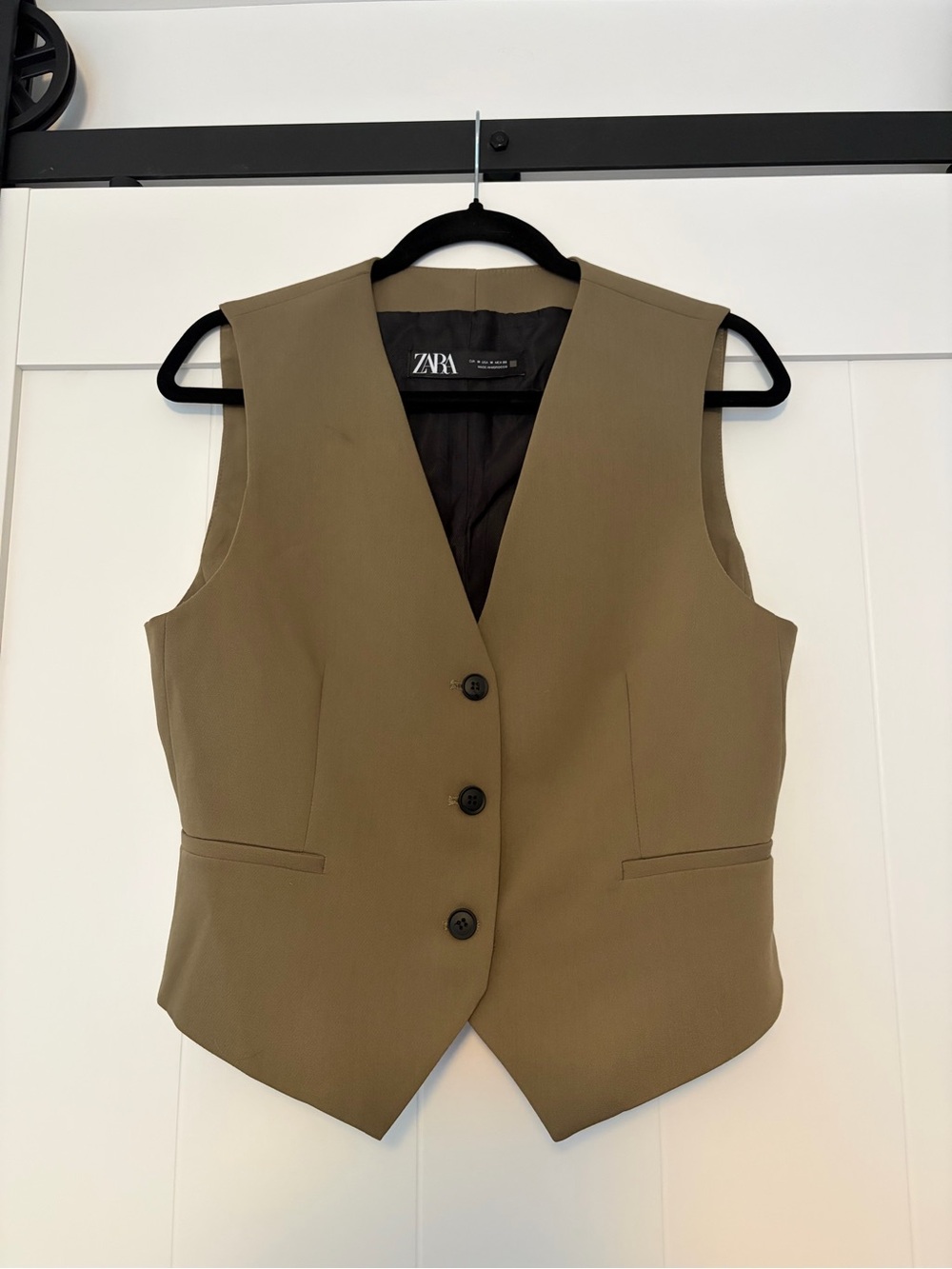 ZARA Olive Sleeveless Tailored Vest